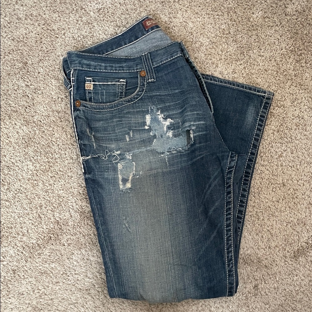 Big Star Men's Regular Boot Cut Distressed Denim Jeans - Picture 2 of 10